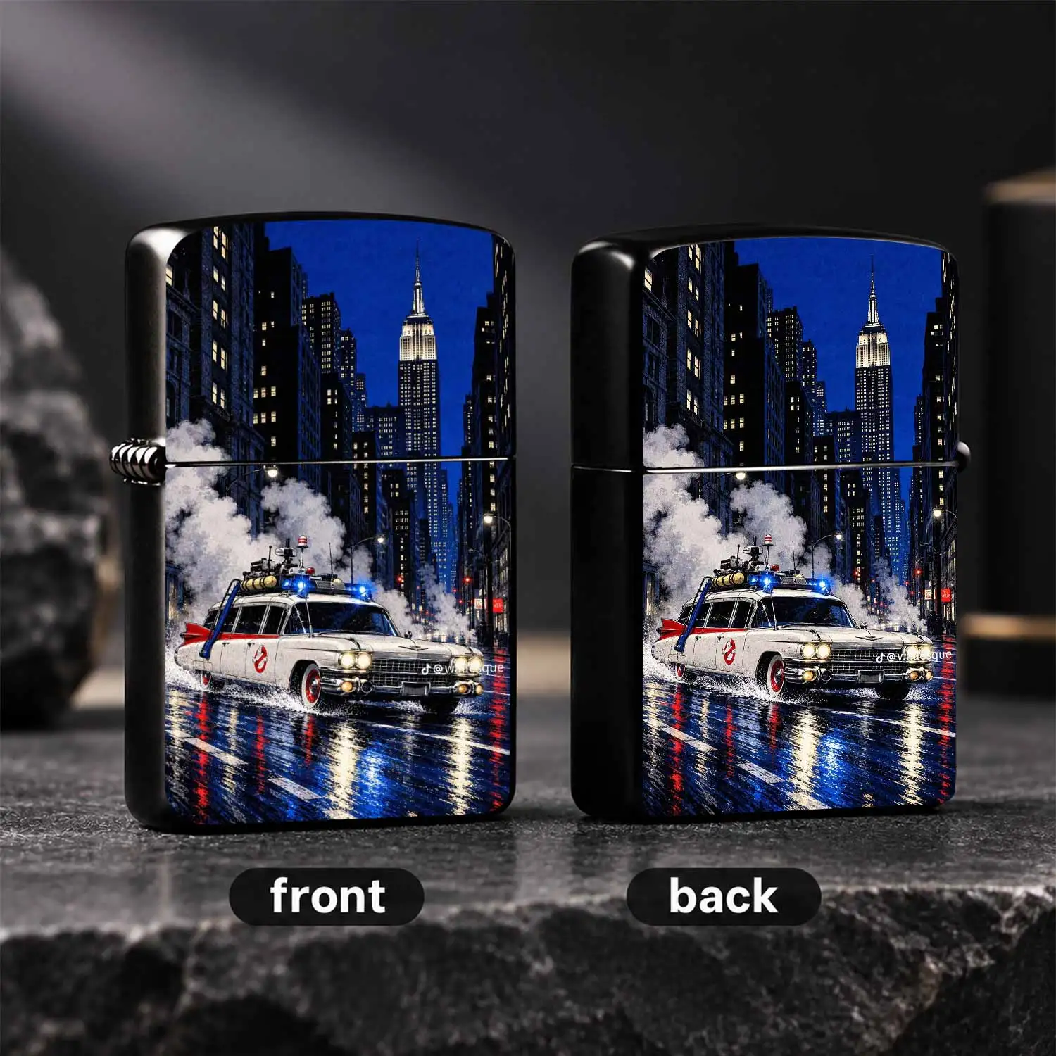 Themed Ecto 1 Car Night City Scene Portable Ignition Accessory Stylish All Scenarios Usable Unique Decorative Must Have For Gifting Daily Carrying Trendy Creative Souvenir For Movie Fans A Humorous And Interesting Lighter