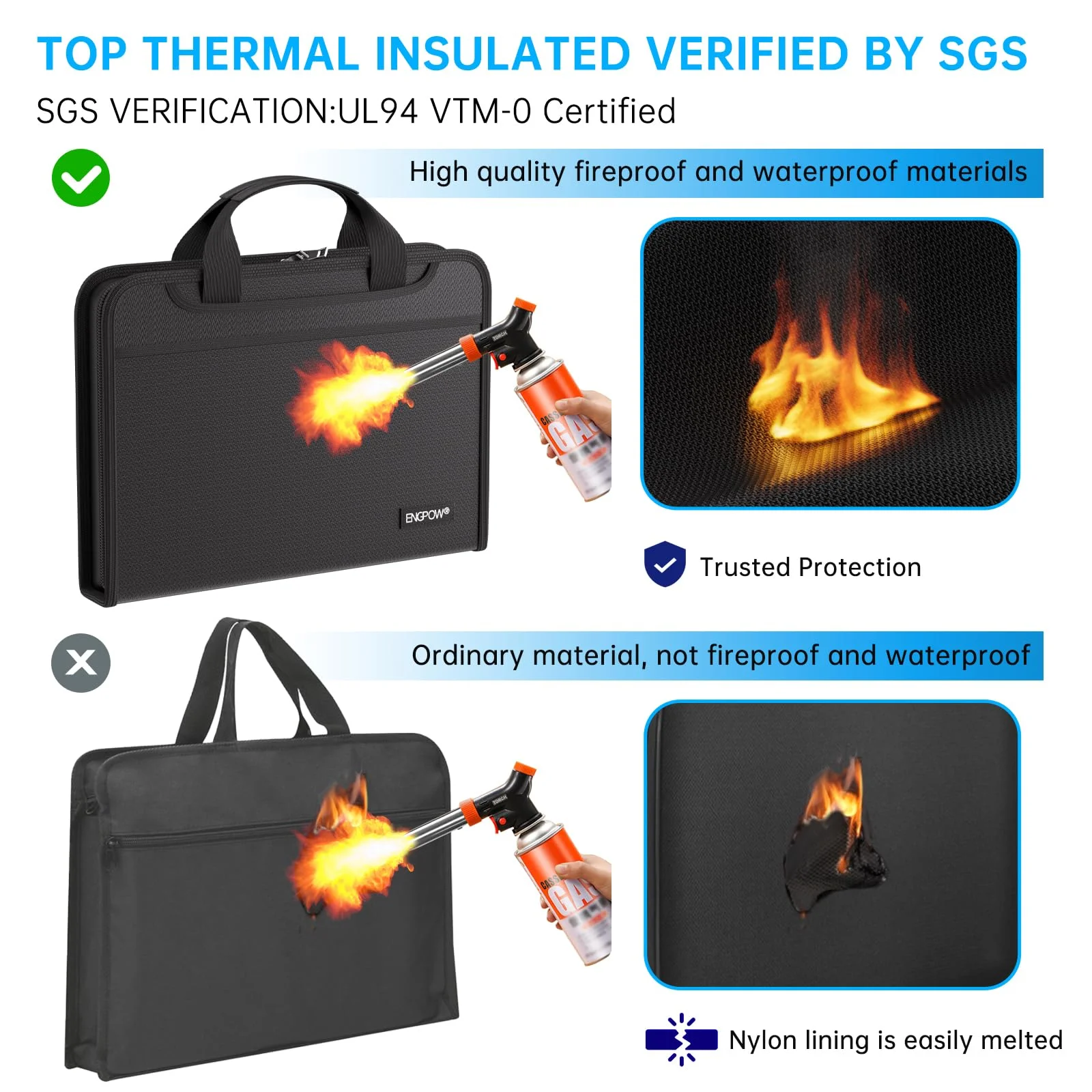 Portable Accordion File Organizer,Fireproof Expanding File Folder with Multi Pockets,13 Colorful Pockets Document Organizer