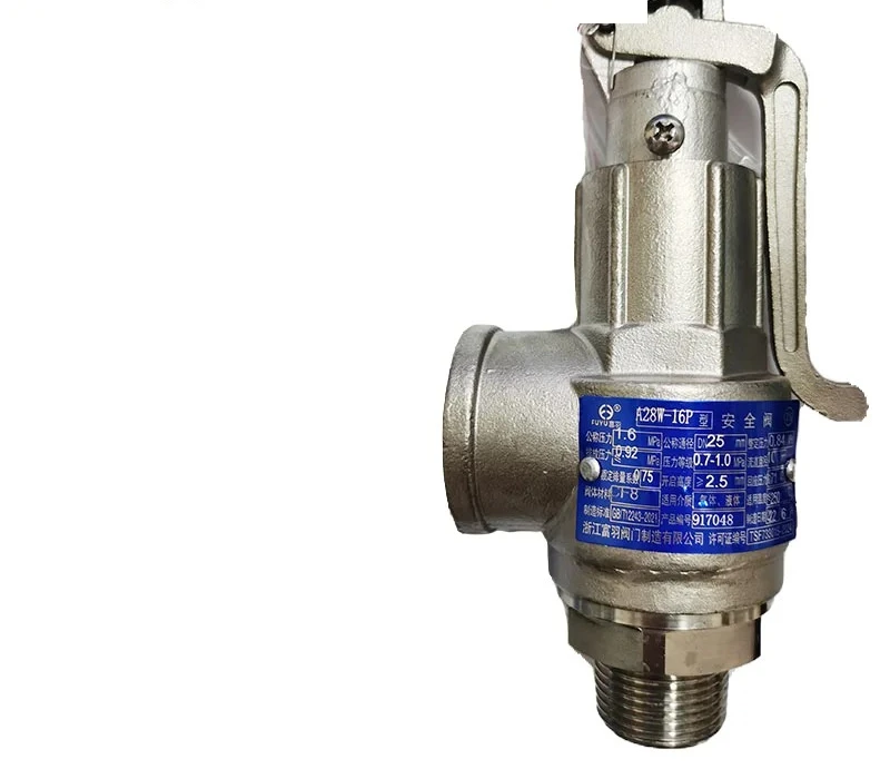 new Zhejiang Fuyu Valve A28W-16P Stainless Steel A27 Threaded Spring Fully Open Steam Storage Tank Saf-ety