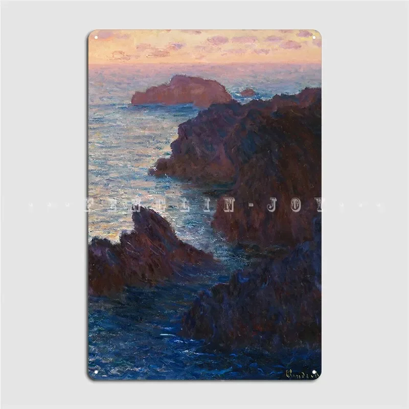 Rocks At Belle-Lle Port-Domois By Claude Monet Metal Plaque Poster Cinema Living Room Club Bar Plaques Tin Sign Posters