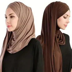 Donne turbante Jersey Hijab leggero morbido fronte croce scialli e impacchi Hijab istantanei sciarpa musulmana elasticizzata