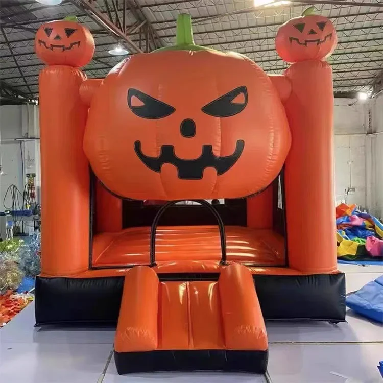 &4x4m White Pumpkin Halloween Haunted Commercial PVC Inflatable Kids' Bouncer Castle Jump Pumpkin Trampoline Park 4 Years