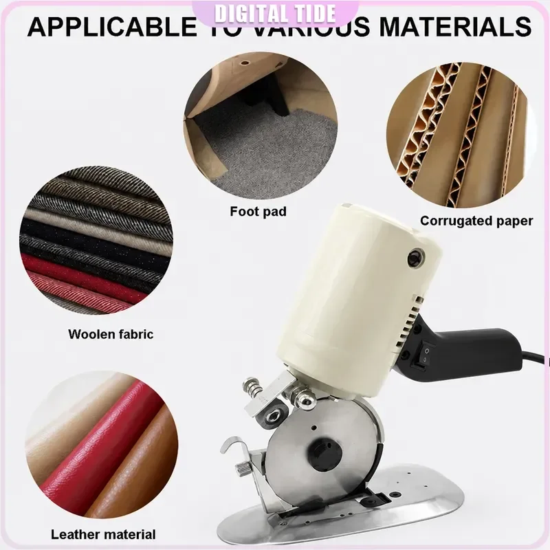 Handheld Electric Cloth Cutter 220V Fabric Scissors Round Knife Cutting Machine Blade Power Tool for Clothing Textile Sewing
