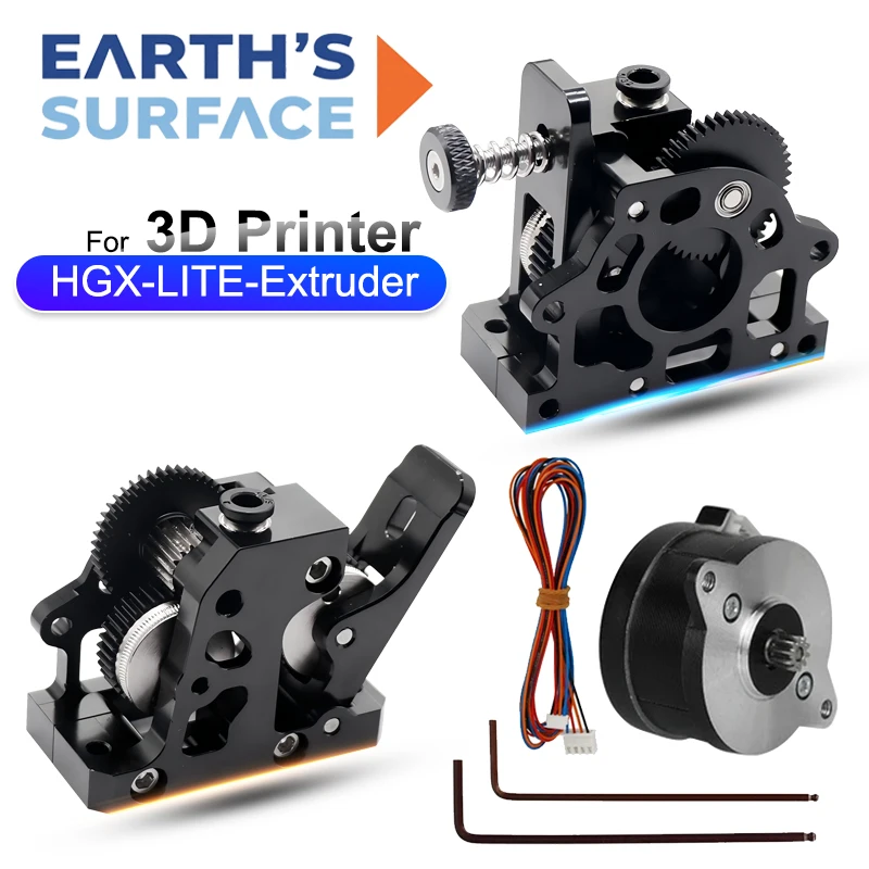 HGX LITE Dual Gear Hard Steel Reduction Extruder High Speed Motor Direct Drive For Ender 3 V2 CR10 CR10S Voron 3D Printer Parts