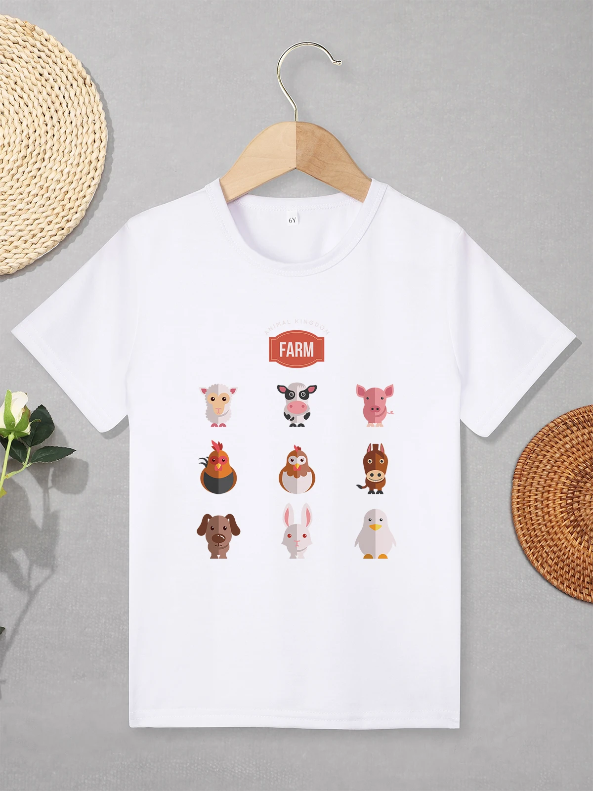

Farm Animals Pattern Toddler Girl T Shirt Cartoon Casual Simple Spring Summer Boy T-shirt High Quality Fabric Children Clothes