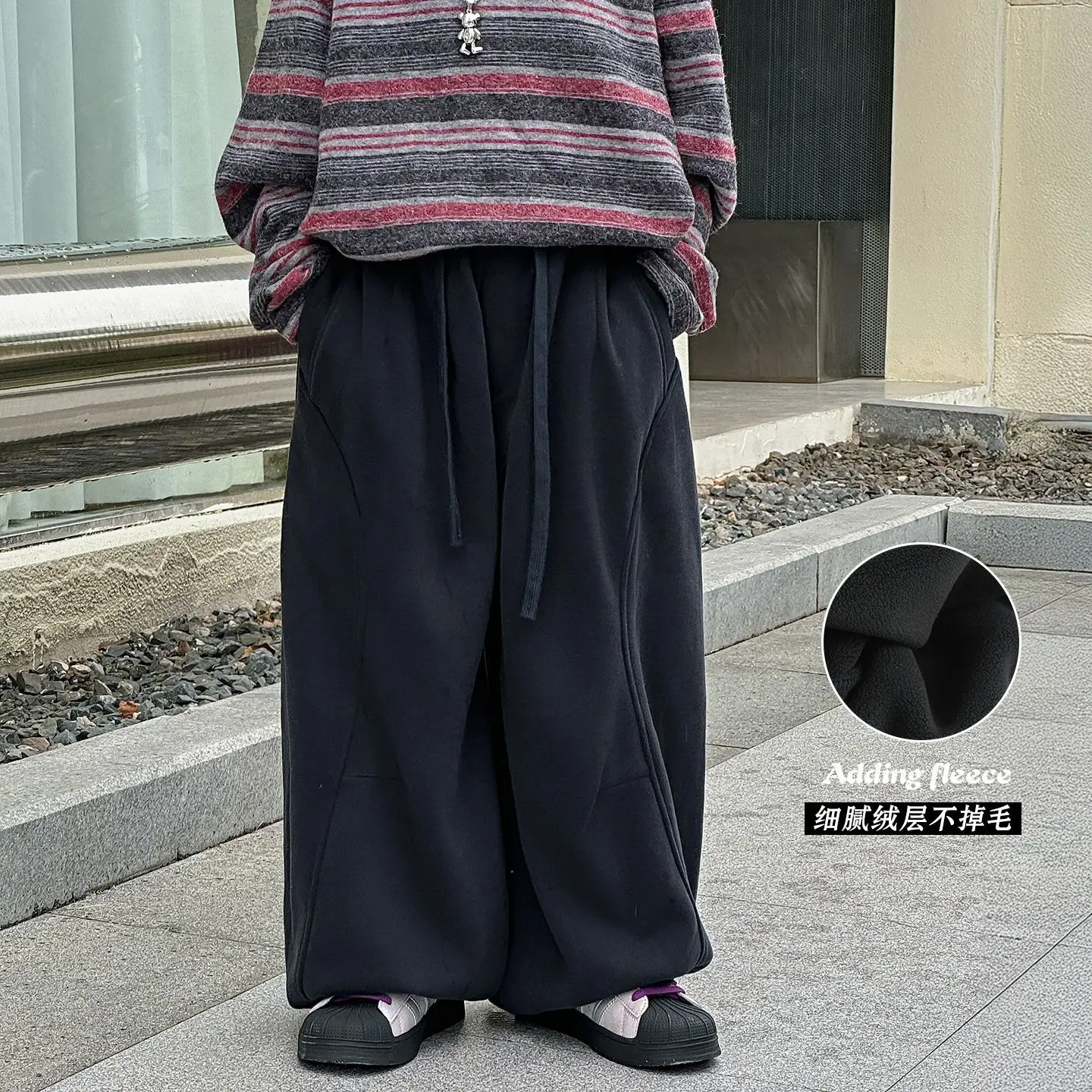 ملابس أطفال فضفاضة متعددة الاستخدامات على الطراز الكوري سراويل رياضية جديدة لخريف وشتاء 2025 للأولاد سراويل محبوكة من الصوف غير رسمية عصرية #1