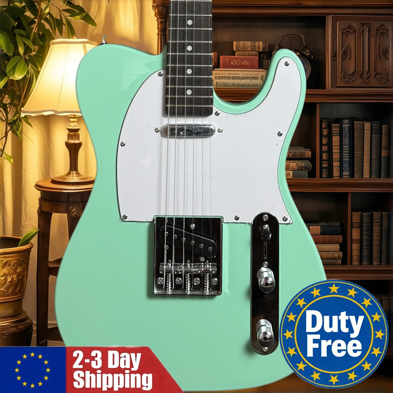 Deutscher, versandfertiger, mintgrüner Rock-Gitarren-Bausatz mit 6 Saiten, Palisanderhals und S-Tonabnehmer für Musikliebhaber