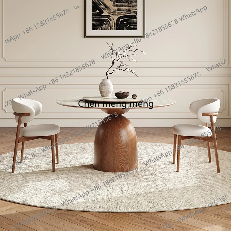 

Turntable Nordic Kitchen Table Design European Small Chairs Dining Table Set Restaurant Round Mesas De Comedor