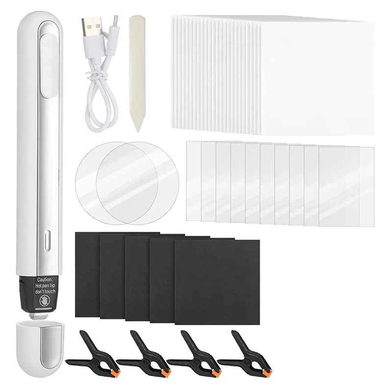 

【HAPPY】Набор инструментов для ремонта спортивных карт, 52 предмета: акриловые листы для выравнивания коллекционных карт, термопен, средства для чистки и ухода