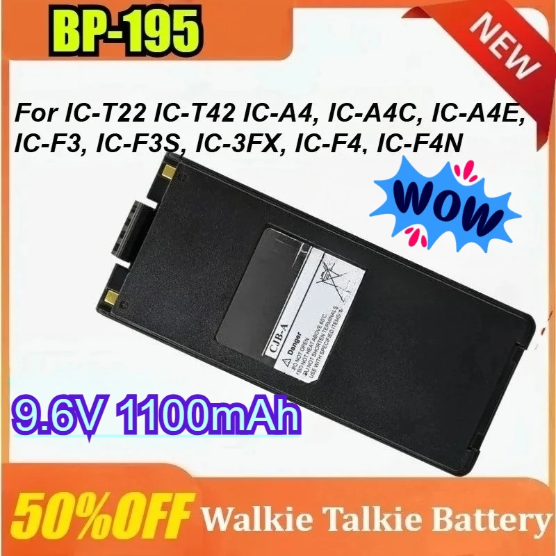 

BP-195 9.6V 1100mAh for IC-T22 IC-T42 IC-A4 IC-A4C IC-A4E IC-F3 IC-F3S IC-3FX IC-F4 IC-F4N Ni-MH Walkie-talkie Battery
