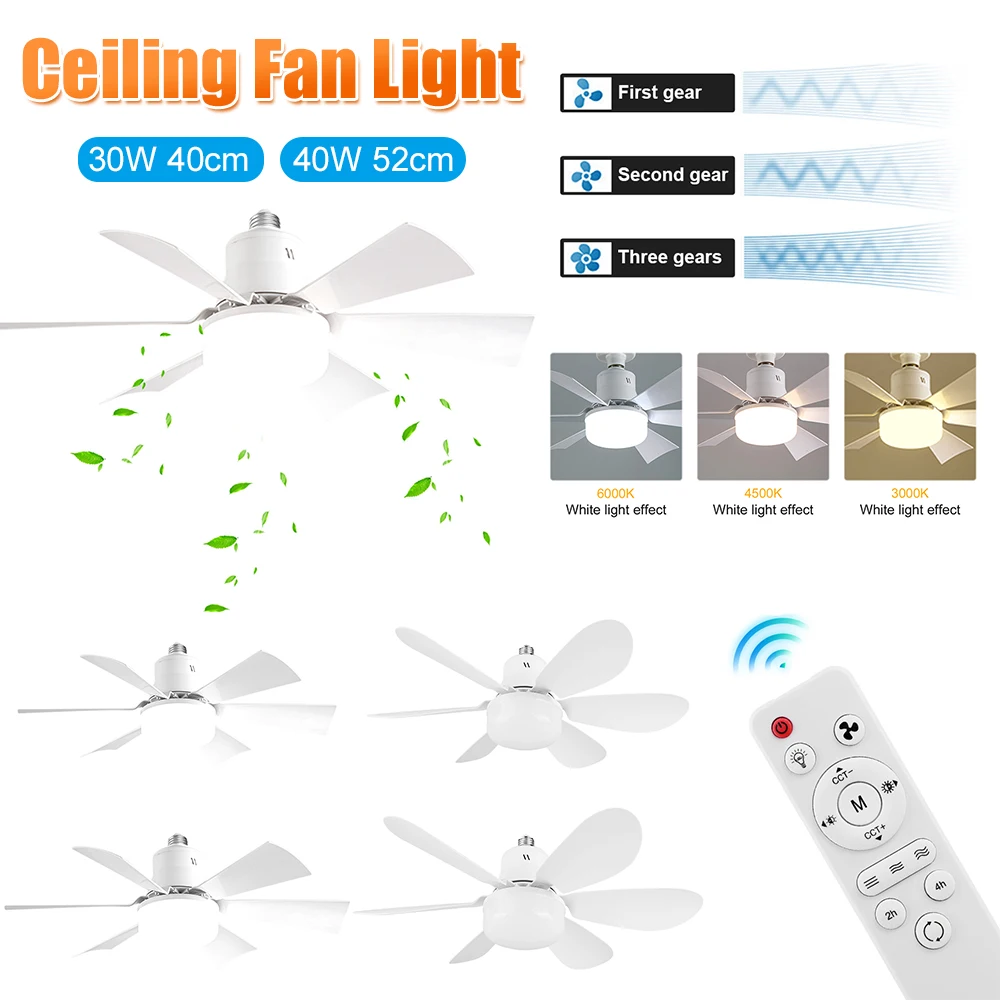 30W LED Ceiling Fan Light Fan Ceiling Light with Remote Dimming Function Suitable For Living Room Study And Home Use Fan Light