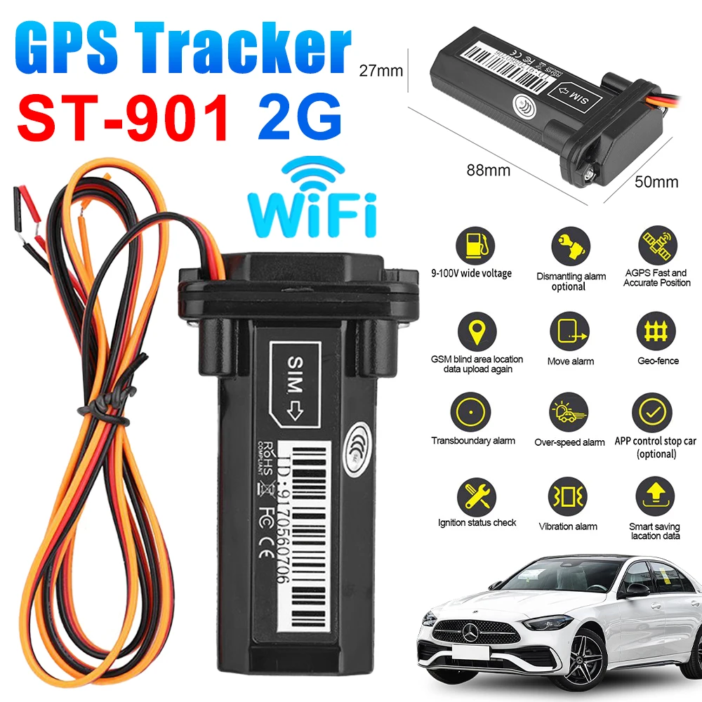 ST-901 Car GPS Tracker Vehicle Tracking Device Online Software Locator Real Time Power Off Alarm Motorcycle Car Mini Tracker