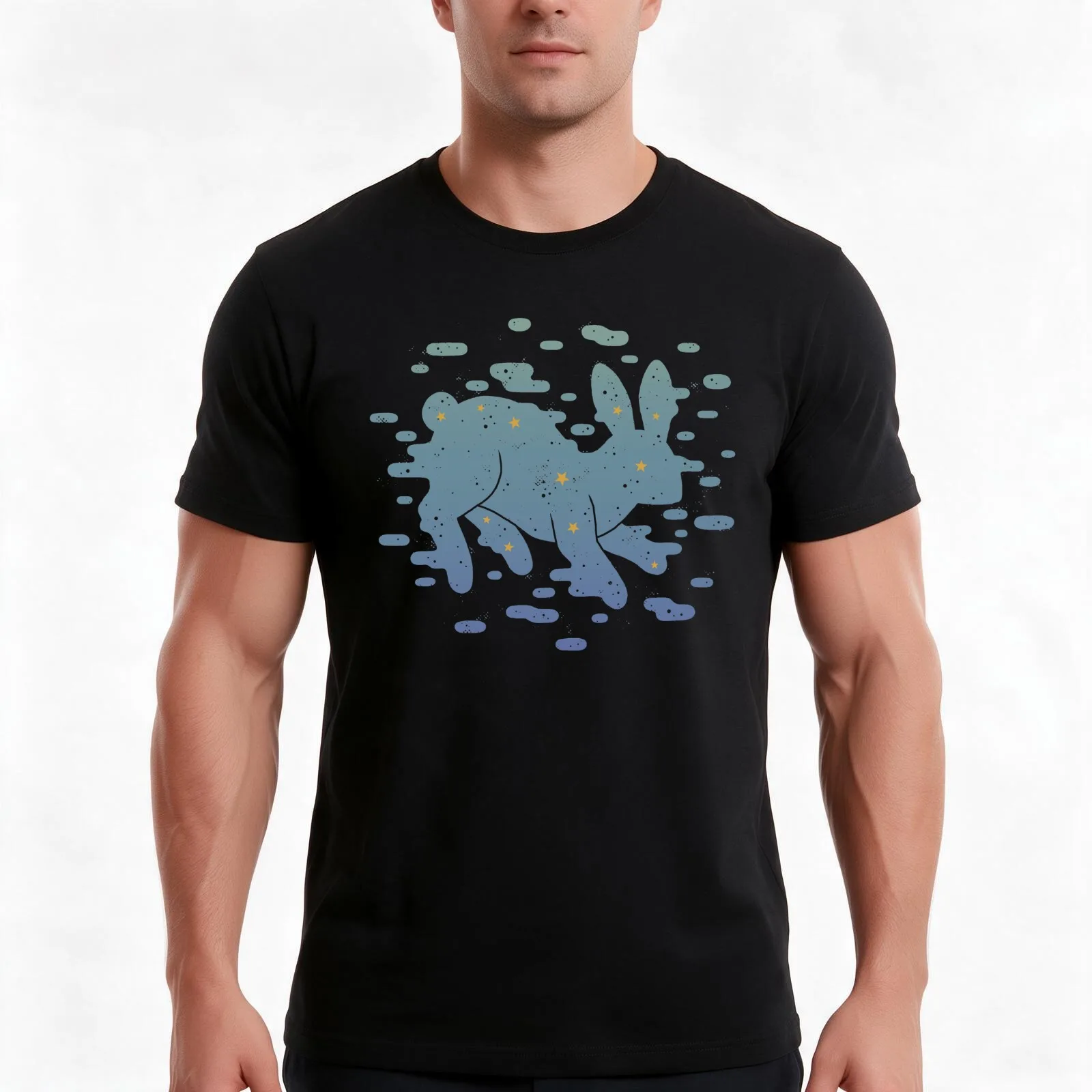 Lepus Constellation: Pastel T-Shirt, Summer Casual Cotton Tee, Oversized Streetwear Tops, Vintage Graphic Print, 100% Cotton