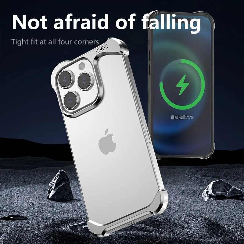 Unregelmäßige Metall-Stoßfänger-Handyhülle für iPhone 16 15 14 13 Pro Max Plus Aluminium-Kühlung Stoßfeste Hülle für 16ProMax Aluminium – Detail 6