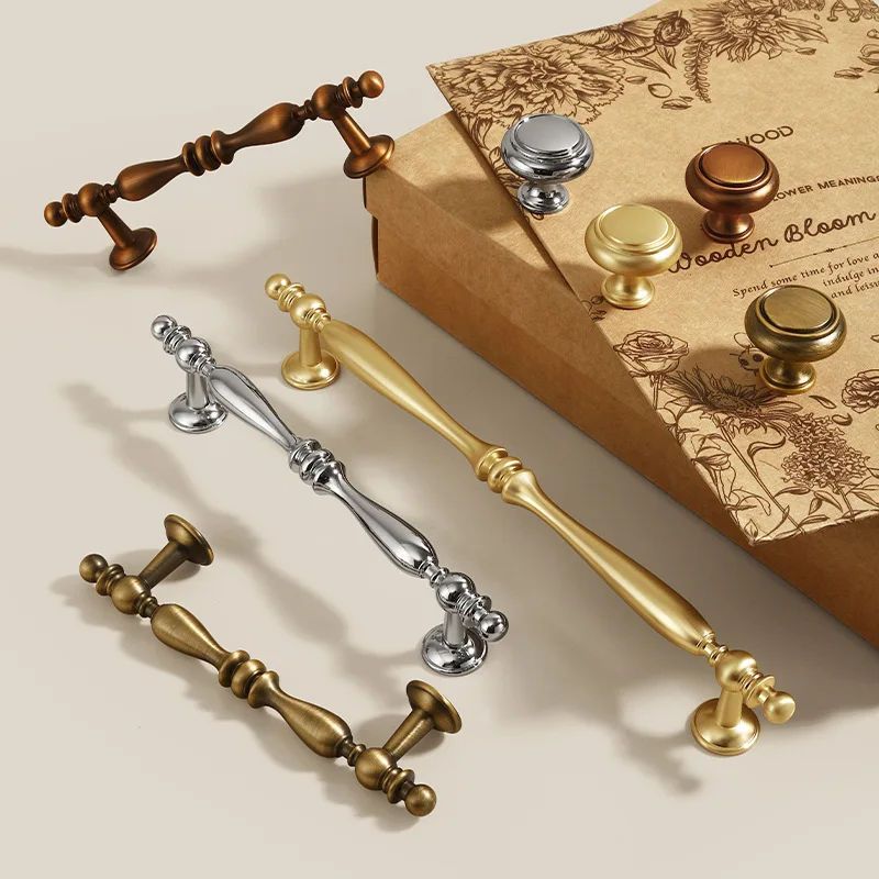 Zinc Alloy French Wardrobe Door Handle, Modern Simple Antique Drawer, Wine Cabinet, Single Hole Cabinet, Solid Door Handle