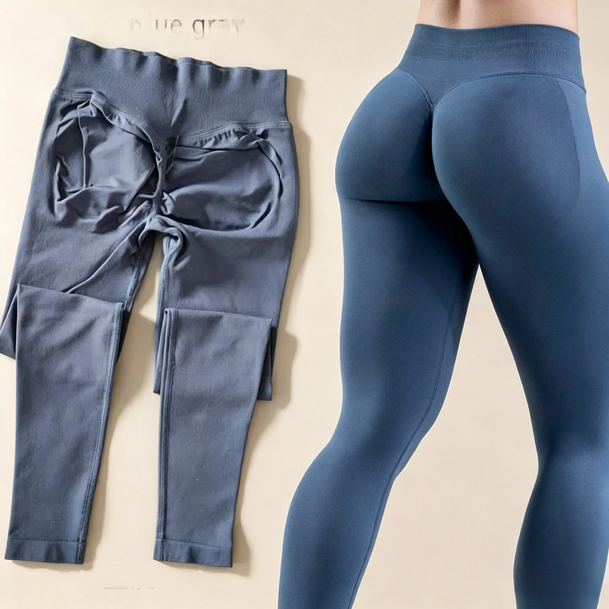 Dneyf 1D-3Y-2F Nahtlose Yoga-Leggings mit Po-Lifting-Effekt für Damen, hohe Taille, hohe Dehnbarkeit, schnelltrocknend, ideal zum Training, Laufen, für das Fitnessstudio und als lange Sporthose. – Detail 15