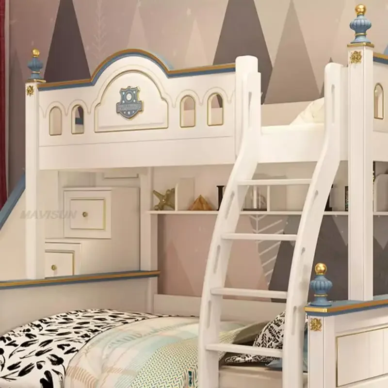 American Style High-Low Multifunctional Solid Girls Bed Modern Bedroom Furniture White Lit Enfant Bedroom Furniture GY50CB