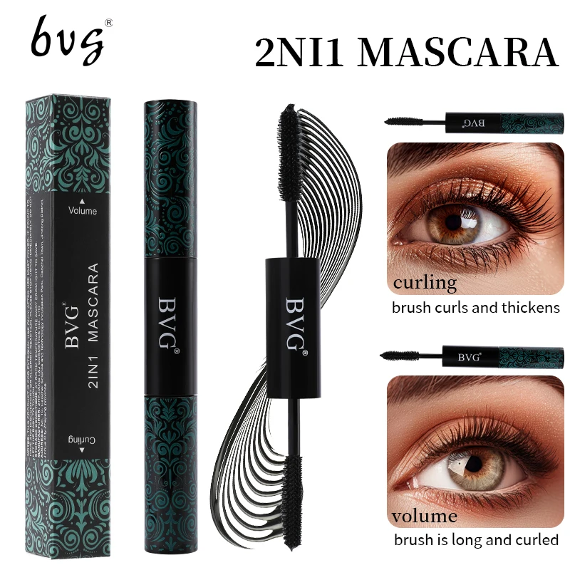 Double-ended mascara with ultra-fine brush head, full of curling, waterproof, anti-fouling, no makeup, curling eyelash makeup to