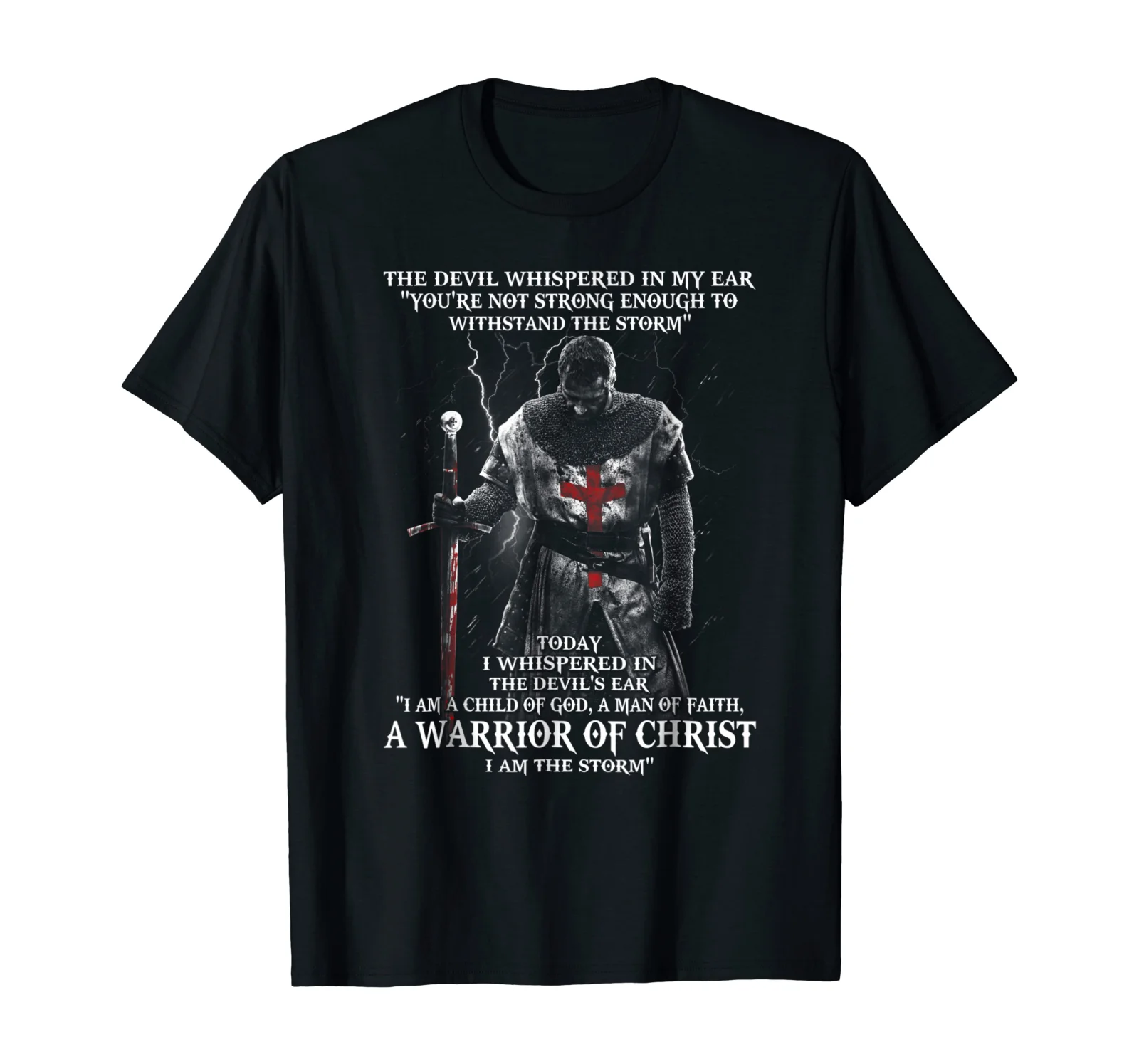 

A Warrior Of Christ T-Shirt Men's 100% Cotton Casual T-shirts Loose Top Size S-3XL