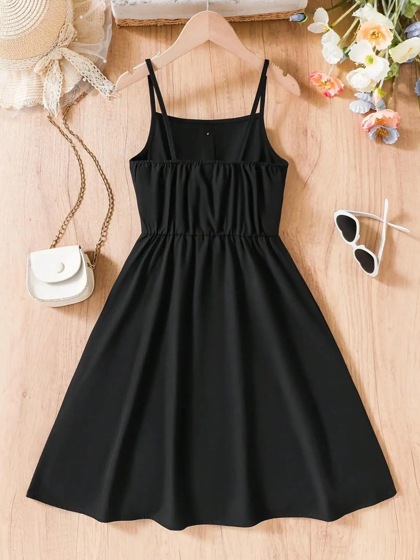 Girls' Strapless Hepburn Style Dress Casual Slim-Fit Fashionable Comfortable Daily Wear