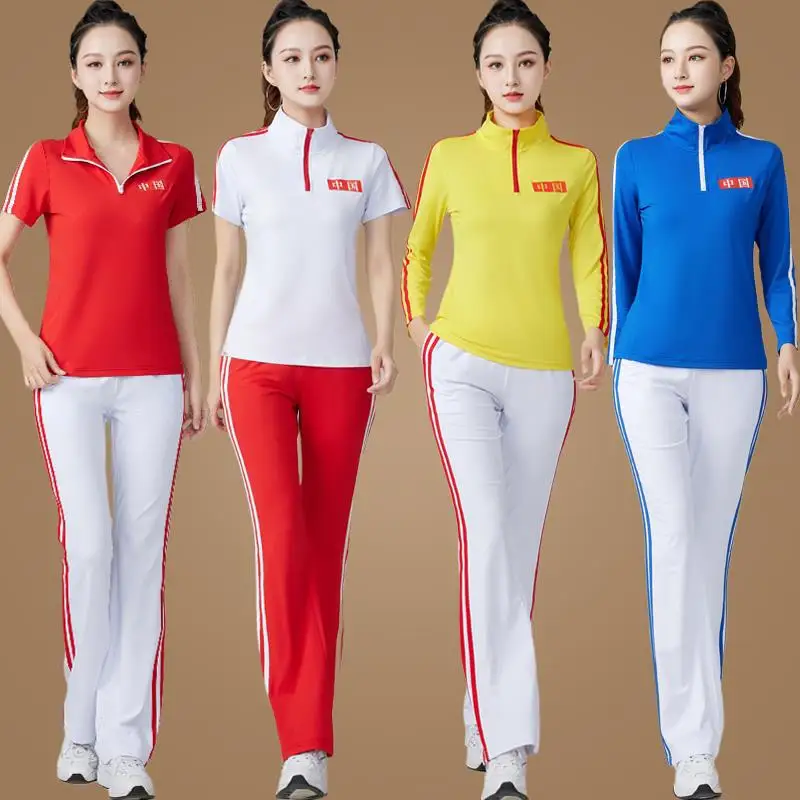 women's-fitness-dance-sport-suit-short-sleeve-square-dancing-outfit-spring-summer-new-style-competition-dance-clothes