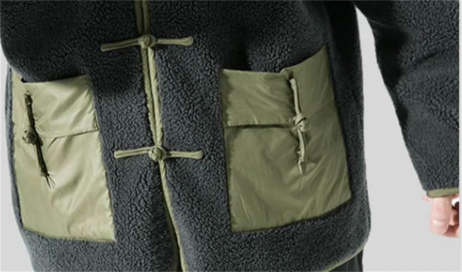 Parkas informales de lana de cordero para hombre, chaqueta gruesa de talla grande, chaqueta cálida de algodón con hebilla de disco, ropa de calle