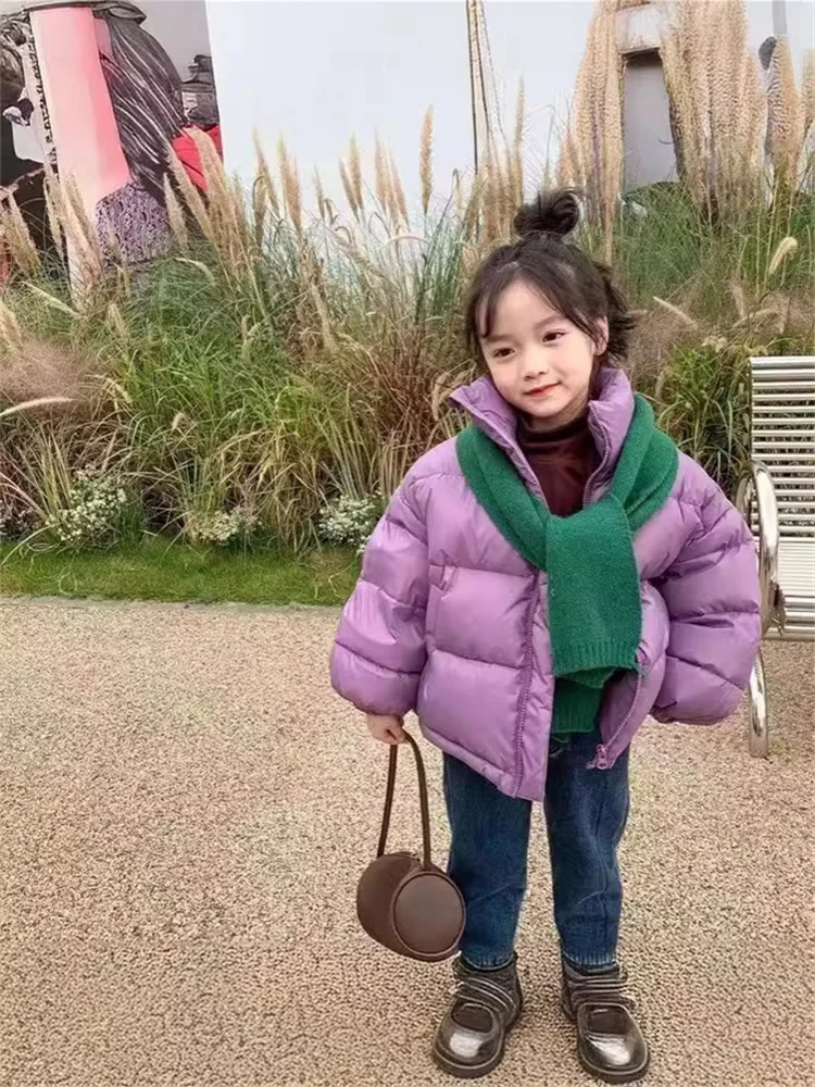 Thiened Cotton Jaet for Children ort Sle Stand Collar Men's Warm Winter Clothes Faionable Bread Sle Coat