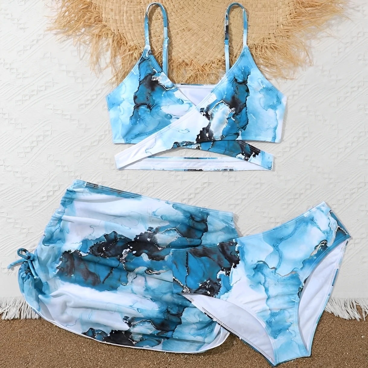 3 Pieces Tie Dye Print Bikini 2026 Girls Swimsuit with Skirt Kids Swimwear Female Bathers Bathing Swimming Swim Suit Beachwear - view 3