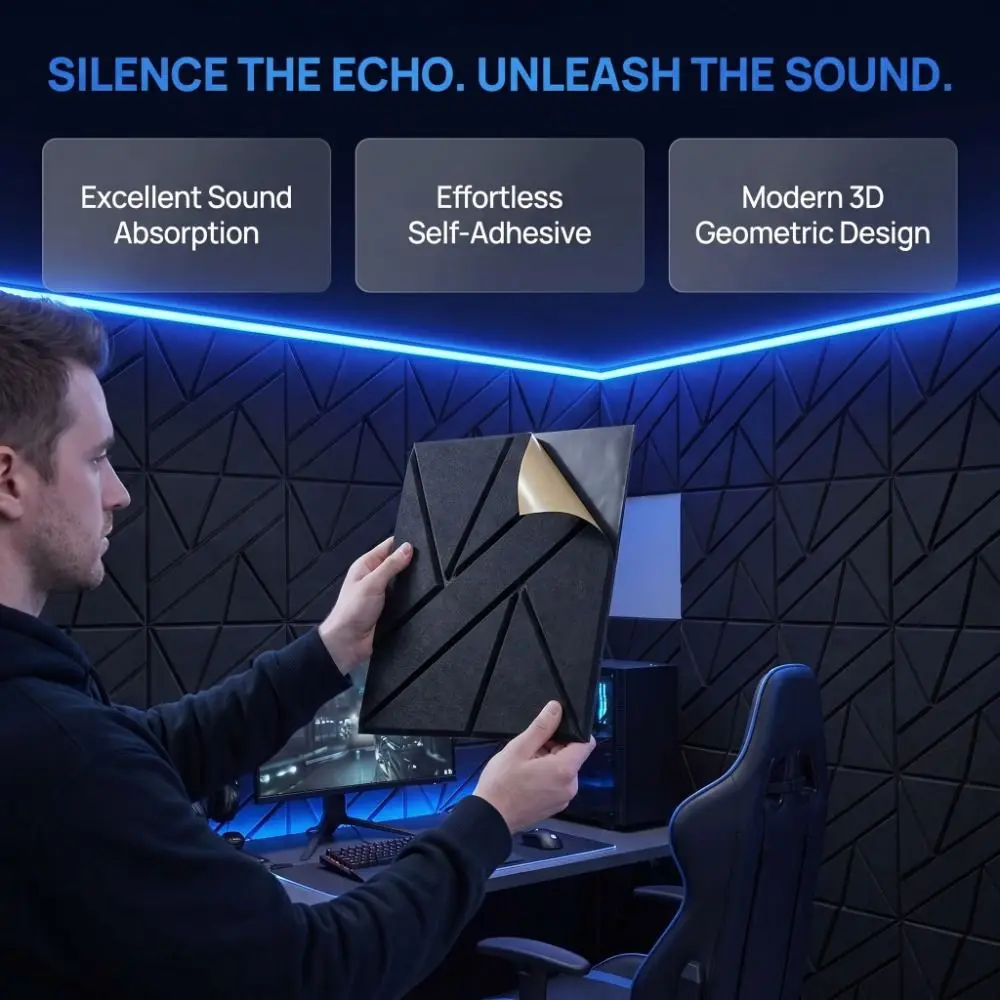 Self-Adhesive Acoustic Panels Square Shape High Density Felt Panels Sound Absorption Noise Reduction Soundproof Panels