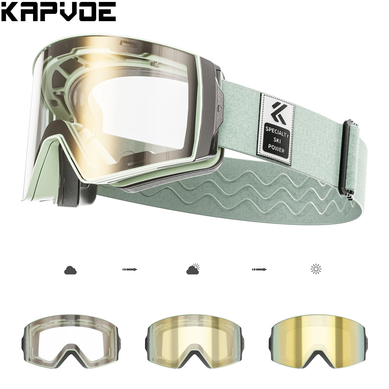 KAPVOE Photochromic Anti-fog Skiing goggles Outdoor skiing Sports glasses Winter Skating Snowboard Equipment Snowmobile Goggles