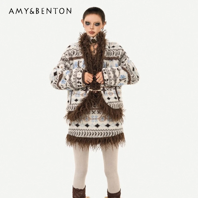 

Original Design Christmas Clothing Lamb Wool Women's Coats 2025 Autumn Winter New Sweet Loose Y2k Versatile Warm Jackets Ladies