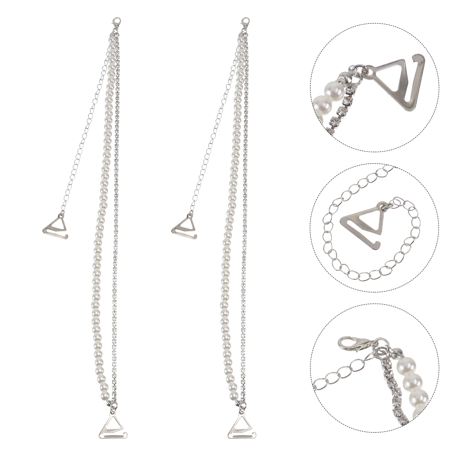 

2Pcs Pearl Rhinestone Bra Shoulder Straps Comfortable Durable Underwear Accessories Charming All-Matched Straps
