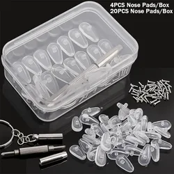 Eyeglass Nose Pads, Glasses Nose Pads Replacement Kit, 4/20Pcs/Box of Soft Silicone Nose Pads with Screwdriver for Eye Glasses