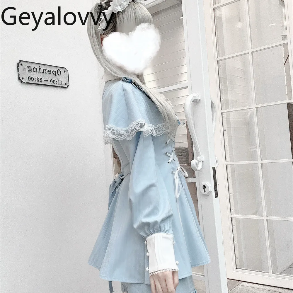 

2026 New Original Japanese-style Mass-produced Cape Shawl Long Slim-fit Dress Sweet Girls Bow-tie Dress and Shorts Two-piece Set