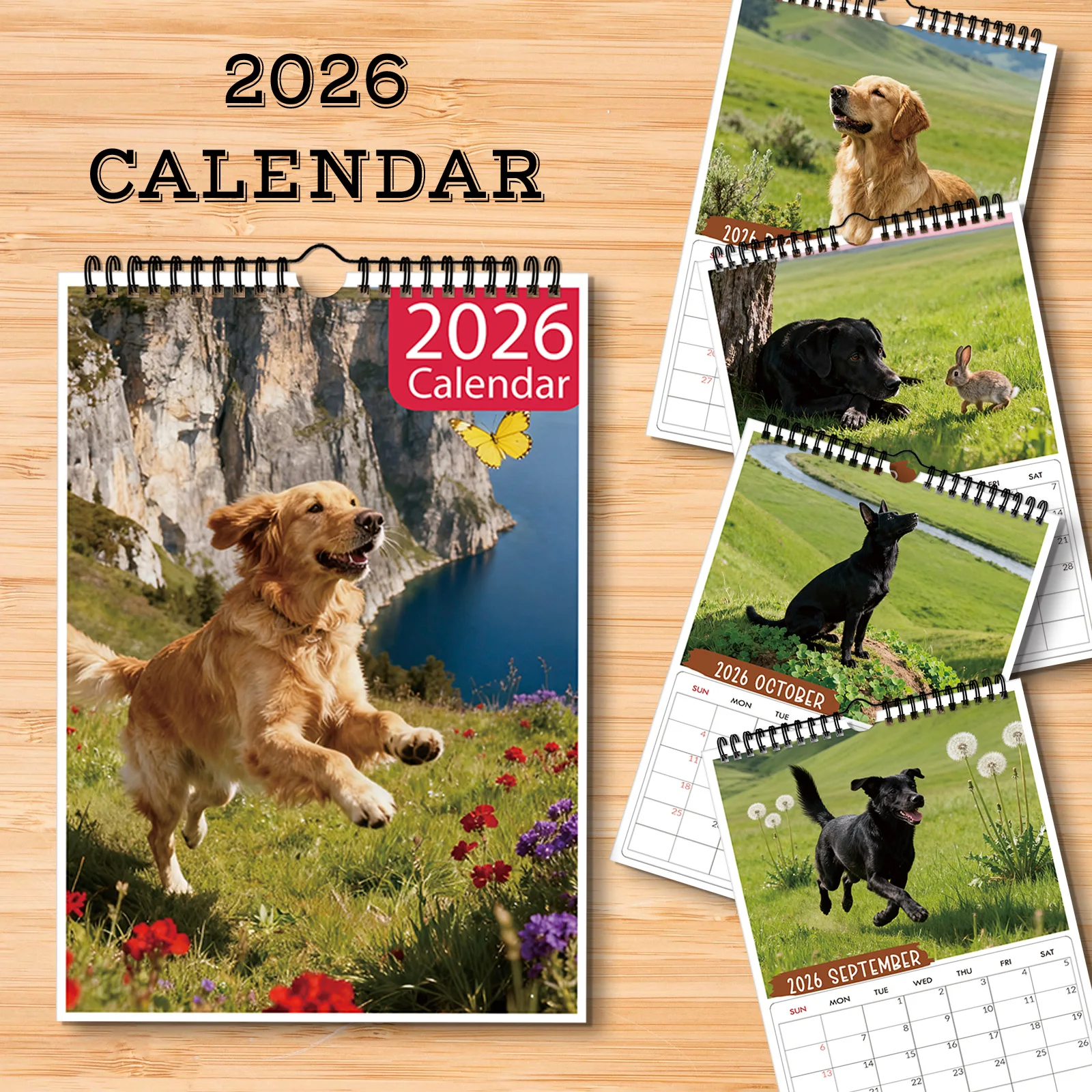 

1PC 2026 Dog Themed Wall Calendar, Adorable Pet-Themed Hanging Calendar for Dog Owners & Animal Lovers