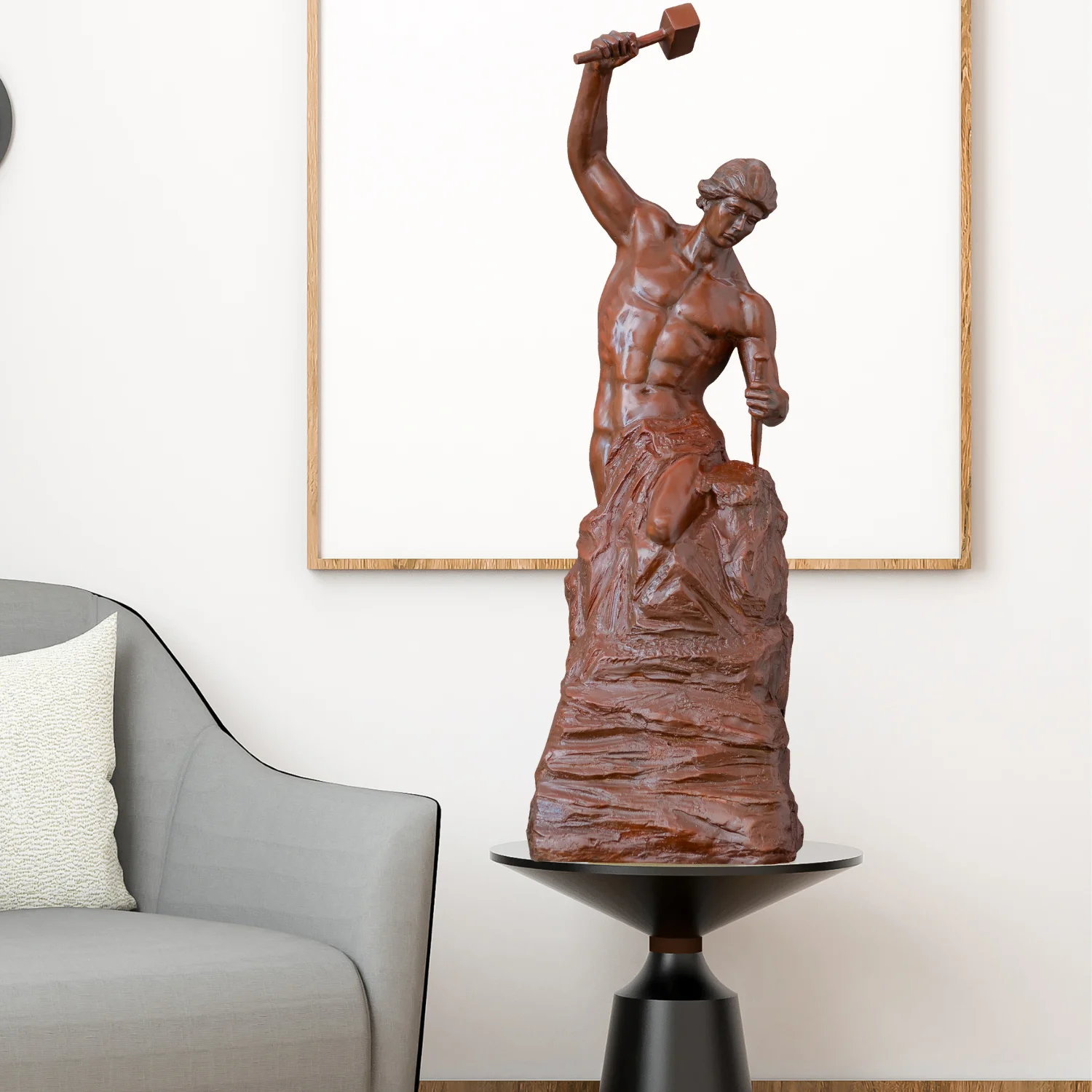 70 سنتيمتر البرونزية الذاتي رجل النحت الشهيرة الذاتي صنع رجل التماثيل صب الفن الحرف للمنزل حديقة ديكور حلية مجموعات #4