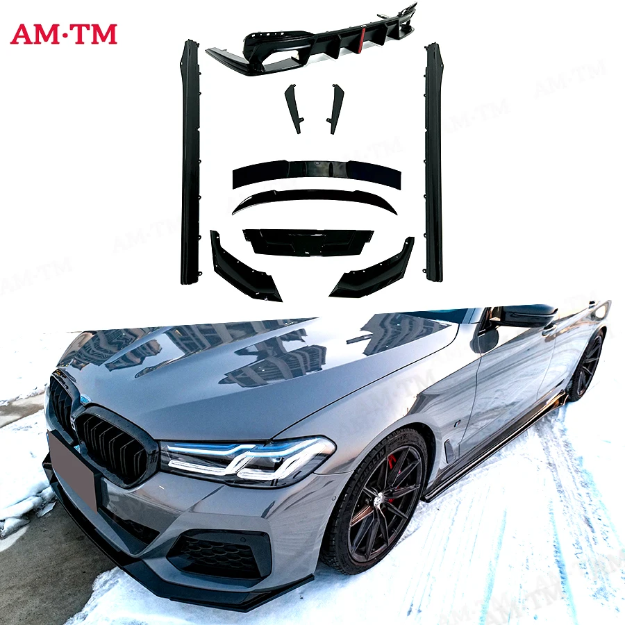 

Для 5 серии G30 2018+ Ярко-черная передняя боковая юбка со светодиодной подсветкой Задний бампер Задний диффузор Боковые разветвители Комплект кузова