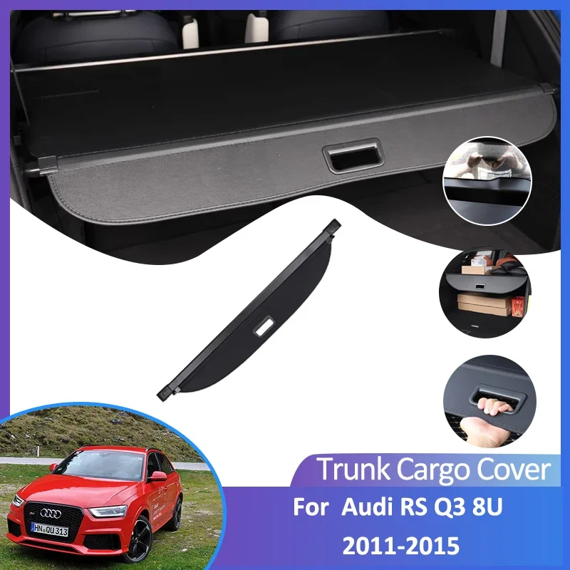 For Audi RS Q3 8U 2011 2012 2013 2014 2015 Auto Rear Trunk Cargo Cover Mat Retractable Luggage Curtain Car Accessorie Waterproof