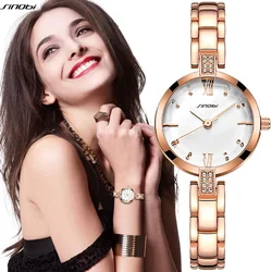 SINOBI Luxury Quartz Watch for Ladies Waterproof Luminous Stainless Steel Women Watches Elegant Dress WristWatch Top Gift Clock
