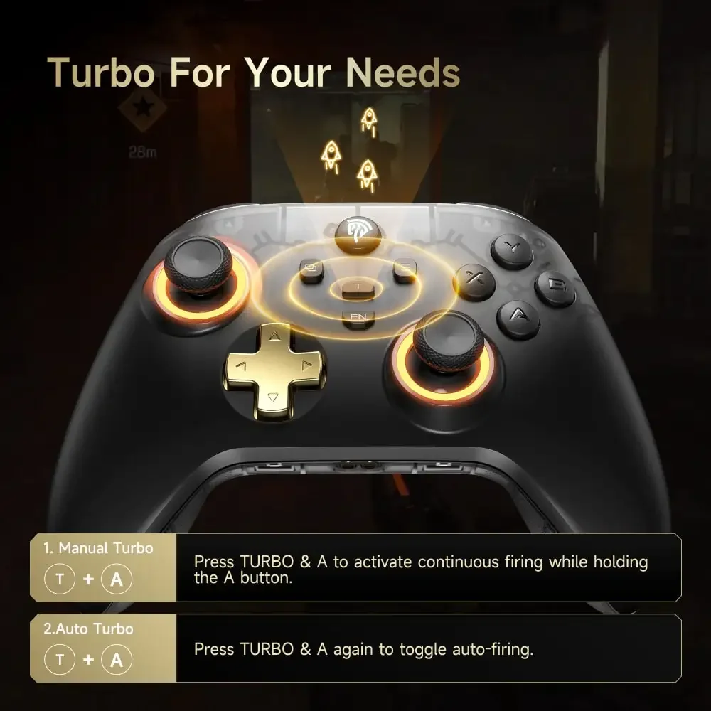 EasySMX D05 Wireless Gamepad für Nintendo Switch PC mit Ladestation RGB Hall Effect Joysticks Game Controller für Windows – Detail 10