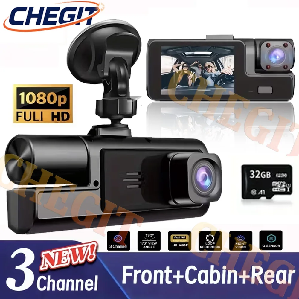 3 عدسة داش كام للسيارات 1080P 2 "مسجل فيديو رقمي للسيارات كاميرا الرؤية الخلفية الأمامية للمركبة للرؤية الليلية الصندوق الأسود ملحقات السيارة #1