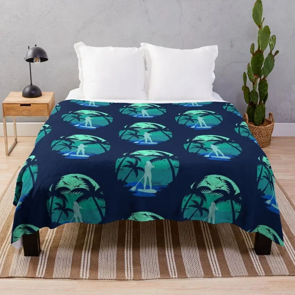 

SUP Board Paddleboard Paddleboarding Retro Look Gift Throw Blanket Soft Flannel Fabric Bed covers for sofa Blankets