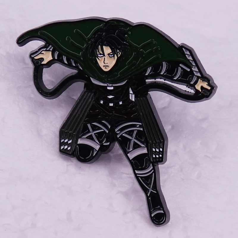 Blood Anime Attack on Titan Enamel Pin TATAKAE Levi Ackerma Figure Manga Art Badge Brooch Jewelry