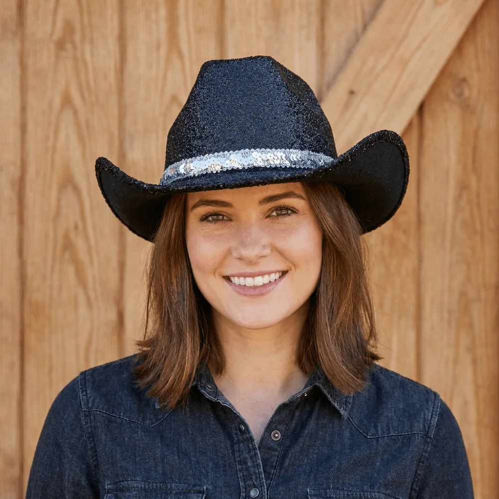 Cool Sequin Bowler Hat Shimmering Glitter Western Cowboy Hat Fedoras Hat Jazz Hat Cowgirl Hat Girl