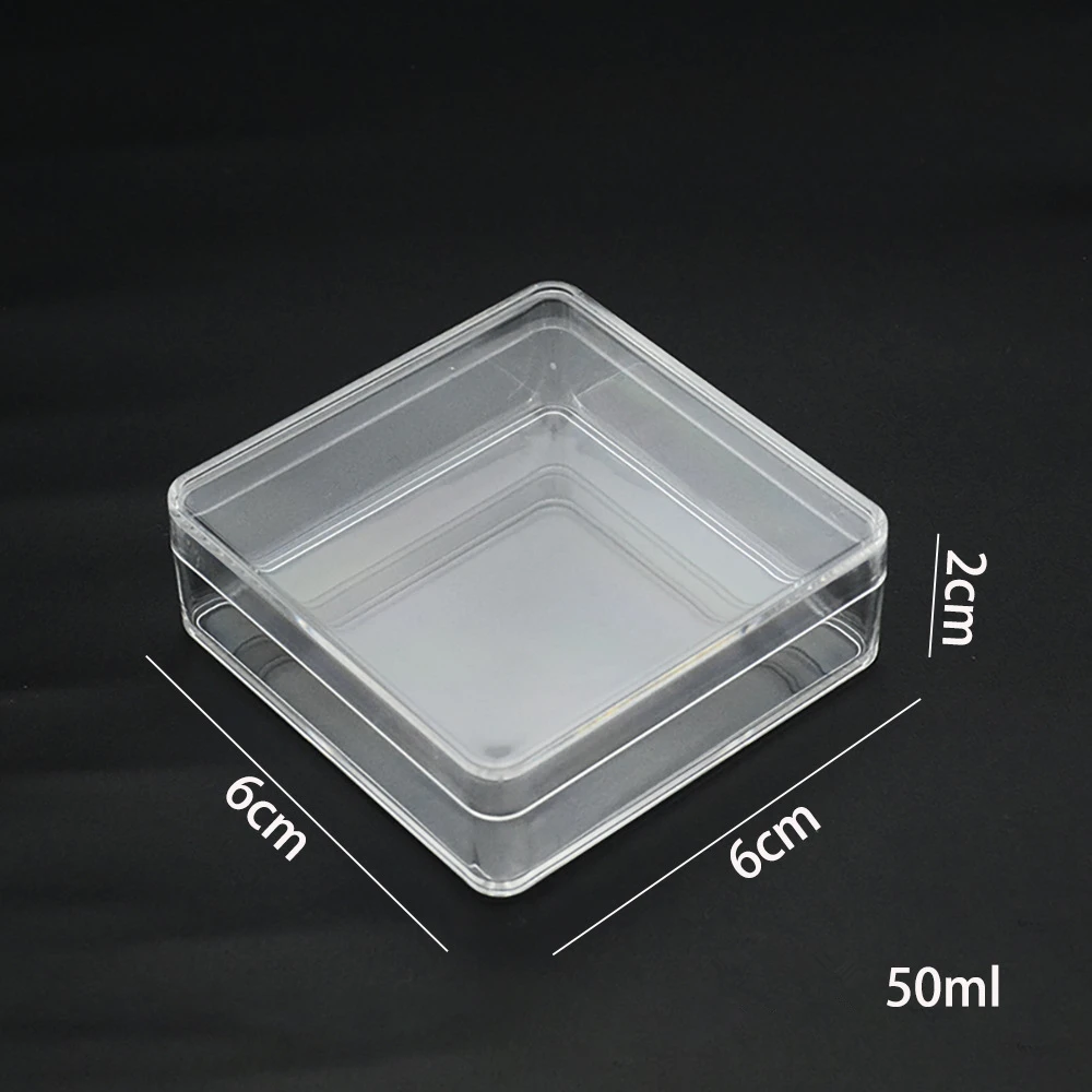 Rectangular Box Transparent PS Plastic Specimen Candy Jewelry Manicure Crystal Mud Packaging Box Organizer With Cover