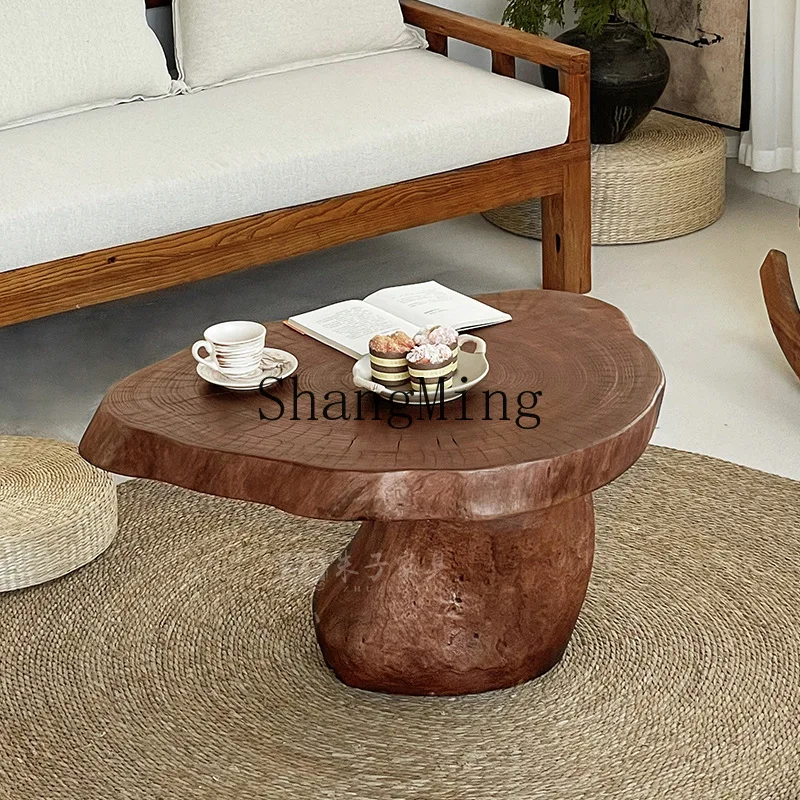 

ZYY modern simple style solid wood coffee table creative sofa side table retro round stump corner table