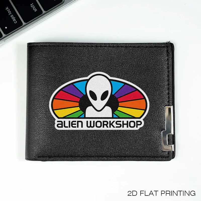 ALIEN WORKSHOP 로고 남성용 미니멀리스트 PU 지갑 슬림 데일리 사용 가볍고 내구성 있는 비즈니스 스타일 패션 액세서리