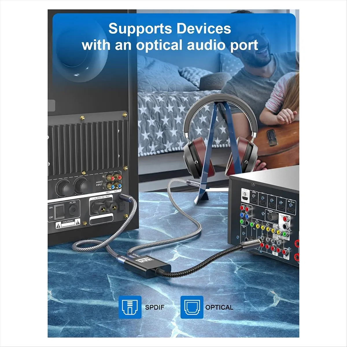 A85P Optical Fiber Cable Splitter 2-In-1 Connectors TV Digital Optical Fiber Audio Splitter Cable Adapter