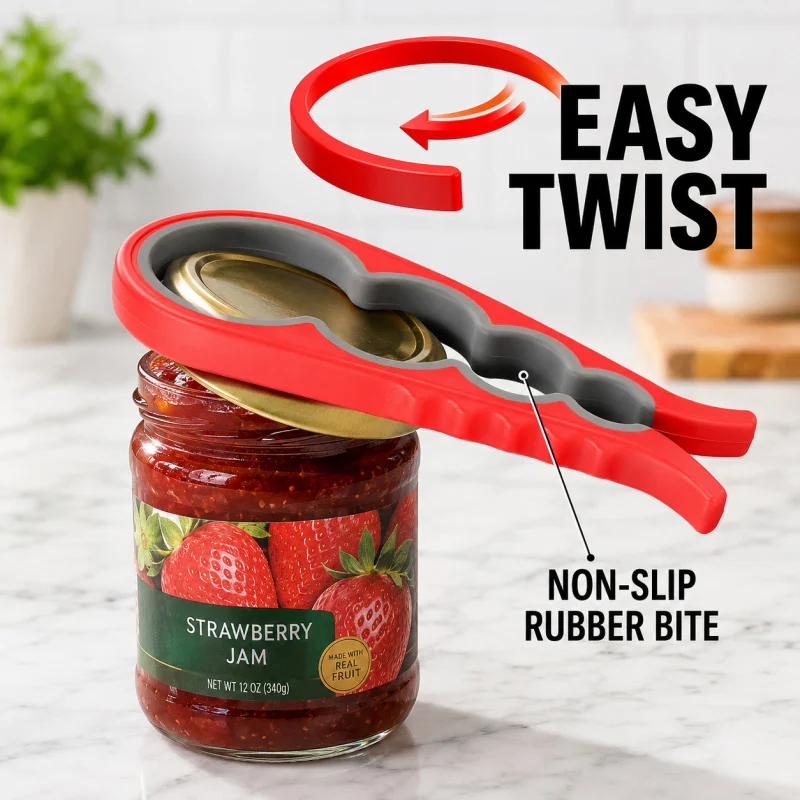 Easy Twist Jar Opener Gripper 4 Size Multi-Purpose Silicone Bottle Lid Remover Kitchen Gadget Gift For Elderly Arthritis