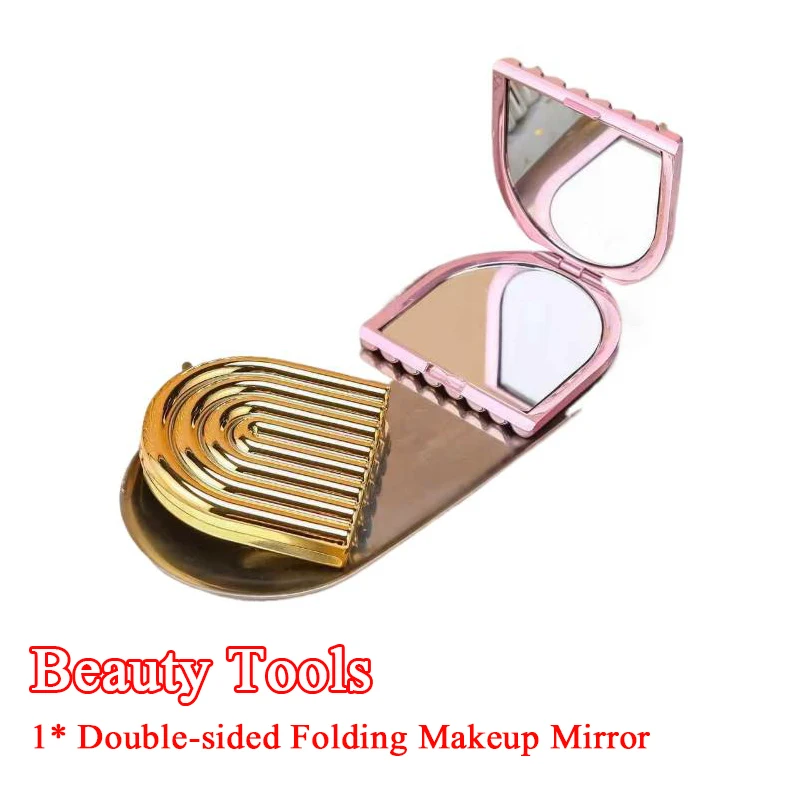 1 قطعة مرآة ماكياج صغيرة قابلة للطي على الوجهين المحمولة HD مرآة مرآة لمستحضرات التجميل جيب اليد مطوية الجانب مرآة لوضع مساحيق التجميل #1